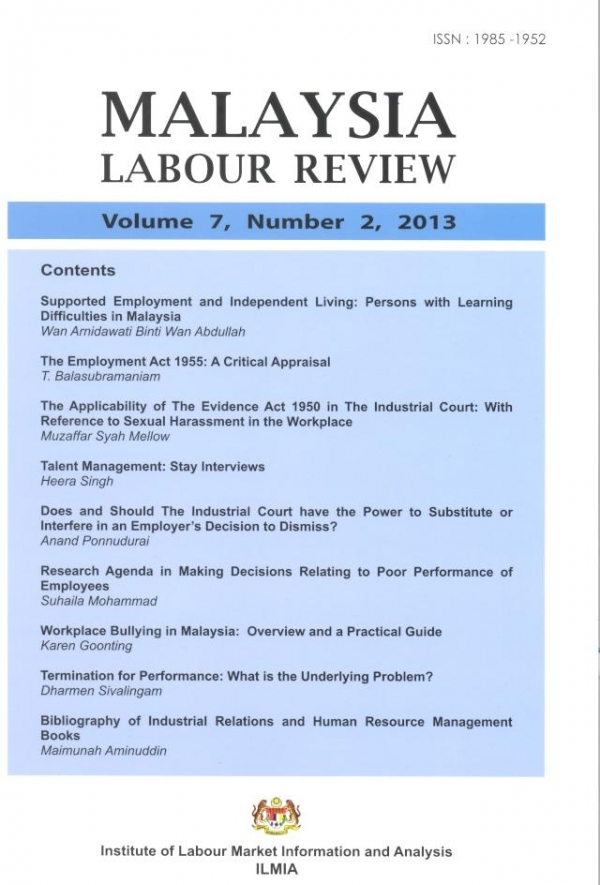 Malaysian Labour Review Volume 7, Number 2, 2013