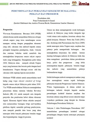 Article: Perundingan Dan Perjanjian Kolektif Di Malaysia: Peranan Dan Prosedur
