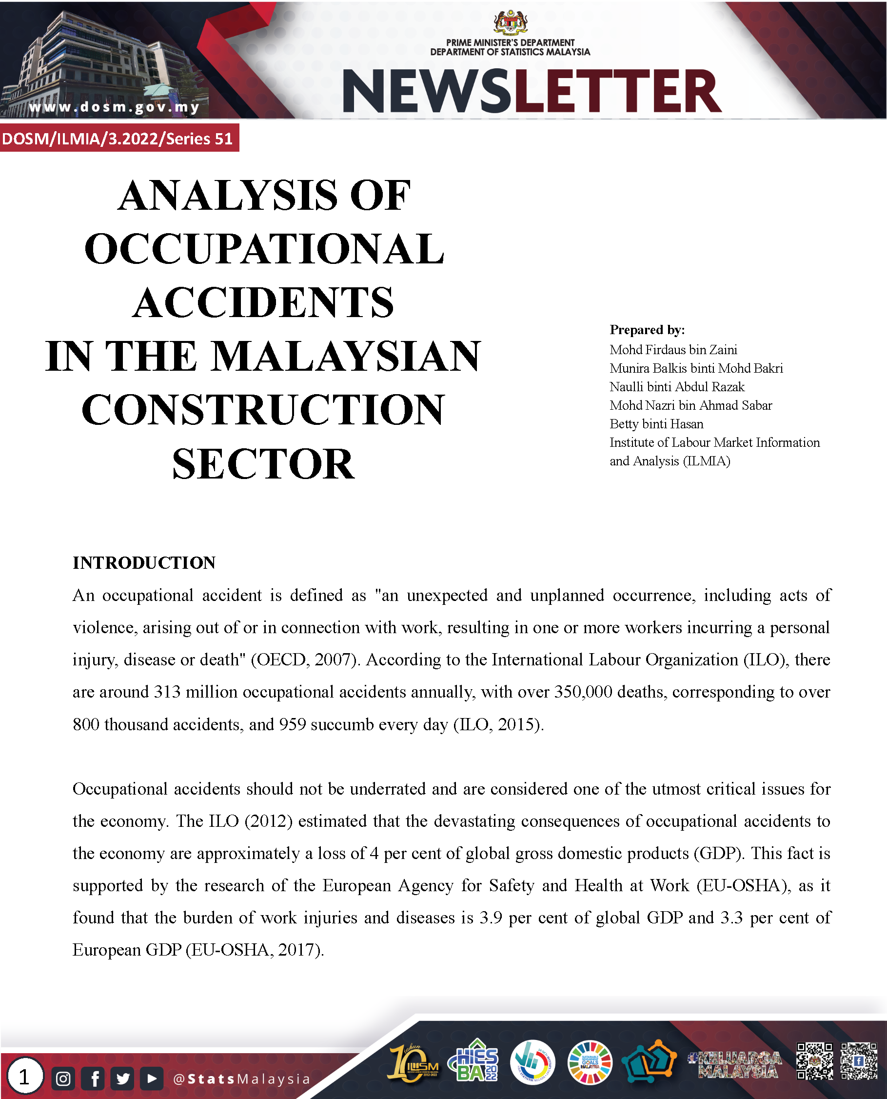 Analysis Of Occupational Accidents In The Malaysian Construction Sector