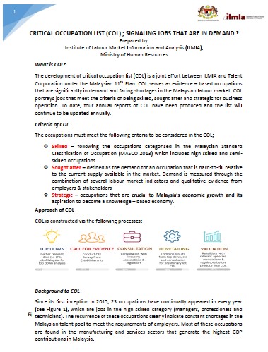 Article: Critical Occupation List (COL); Signaling Jobs That Are in Demand?